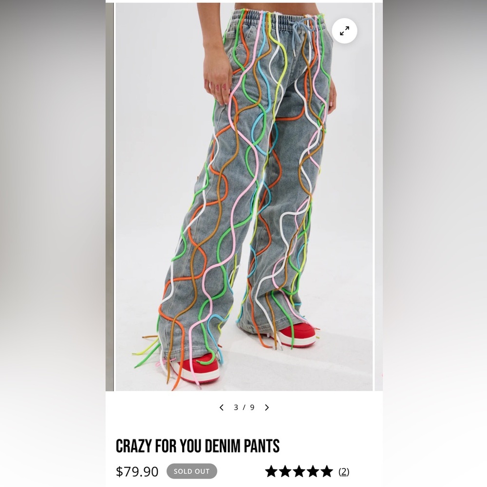 AKIRA Multicolor String-Embellished Jeans
